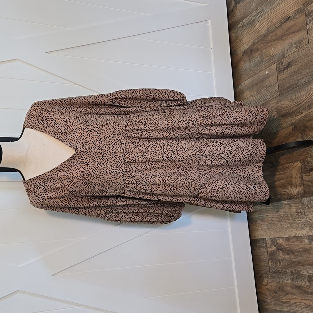 Tan & Black Flowy Animal Print Dress